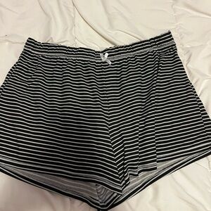 Black and White Striped Women's Pajama Shorts